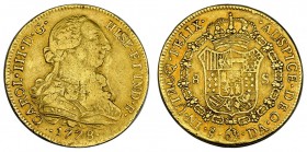 8 escudos. 1778. Santiago. DA. VI-1761. Pequeñas marcas. MBC-.