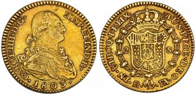 2 escudos. 1803. Madrid. FA. VI-1054. Hojita. MBC-.