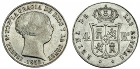 4 reales. 1852. Barcelona. VI-365. EBC-/EBC.