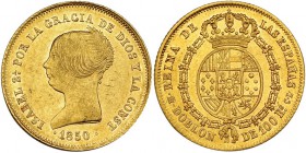 Doblón de 100 reales. 1850. Madrid. CL. VI-626. Rayitas en anv. EBC-/EBC.