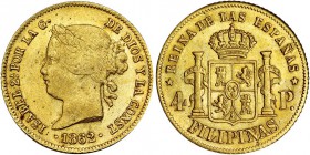 4 pesos. 1862. Manila. VI-687. MBC+.