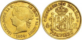 4 pesos. 1864. Manila. VI-689. MBC.