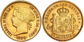 4 pesos. 1868. Manila. VI-693. Pequeñas marcas. R.B.O. EBC+.
