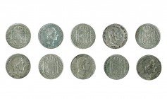 Lote de 10 piezas de 50 centavos de Peso. 1885. VII-80. MBC/MBC+.