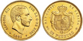 25 pesetas. 1883*18-83. Madrid. MSM. VII-112. EBC+. Rara.