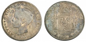40 centavos. 1896. Puerto Rico. PGV. VII-176. Rayas y manchas de óxido. BC. Escasa.