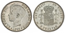 5 pesetas. 1899*18-99. Madrid. SGV. VII-191. EBC+/EBC.