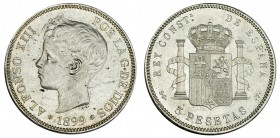 5 pesetas. 1899*18-99. Madrid. SGV. VII-191. EBC+.