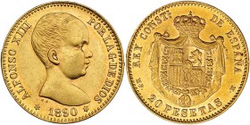 20 pesetas. 1890*18-90. Madrid. MPM. VII-195. EBC-.