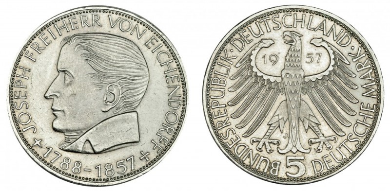 ALEMANIA. 5 Marcos. 1957 J. KM-117. SC.
