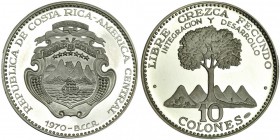 COSTA RICA. 10 Colones. 1970. KM-192. Prueba.