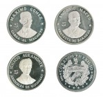 CUBA. 3 monedas de 1 peso y 1 de cubanos en el exilio. Total: 4 piezas. Prueba.