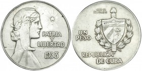 CUBA. Peso. 1938. KM-22. MBC+.