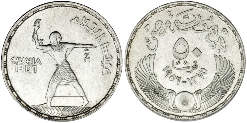 EGIPTO. 50 Piastras. 1956. KM-386. Golpecitos en canto. EBC.