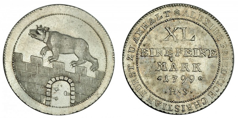 ESTADOS ALEMANES. Anhalt-Bernburg. 1/3 Taler. 1799 HS. KM-70. EBC.