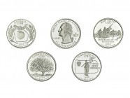 ESTADOS UNIDOS DE AMÉRICA. Serie de 5 monedas de 1/4 dólar. 1999-S. Conneticut, Delaware, Pennsylvania, Georgia y New Jersey. KM-290a-294a. Prueba.