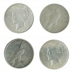 ESTADOS UNIDOS DE AMÉRICA. 4 monedas de 1 dólar Morgan. 1921, 1925, 1926-S y 1935. MBC+/EBC-.