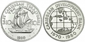 TERRITORIOS DEL ESTE DEL CARIBE. 10 Dólares. 1980. KM-8a. Prueba.