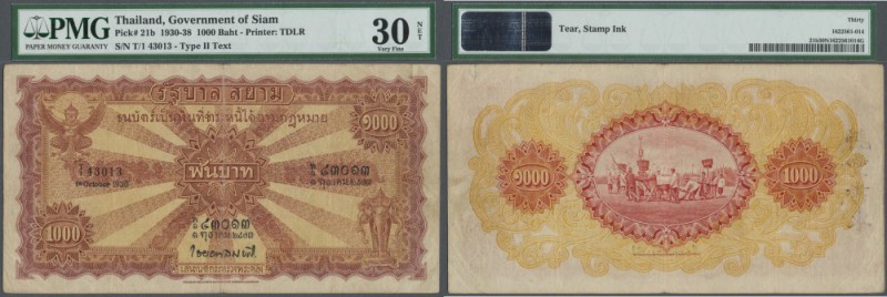 Thailand
100 Baht 1930 P. 21b, rare hight denomination note of the Government o...