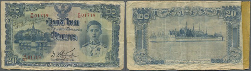 Thailand
20 Baht ND(1945) P. 50, used with wavy paper, borders worn, several cr...