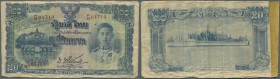 Thailand
20 Baht ND(1945) P. 50, used with wavy paper, borders worn, several creases, tape at left border on back (probably once a short-snorter note...