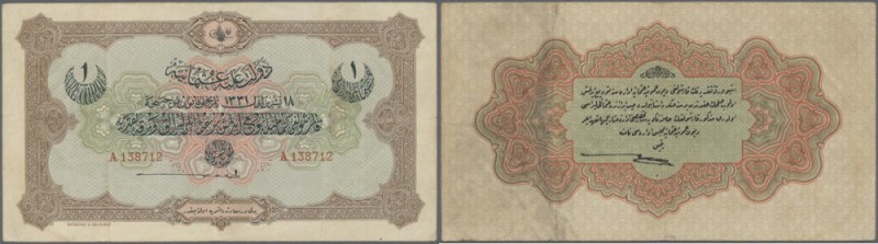Turkey / Türkei
1 Livre 1915 P. 73, 3 vertical and 1 horizontal fold, light sta...