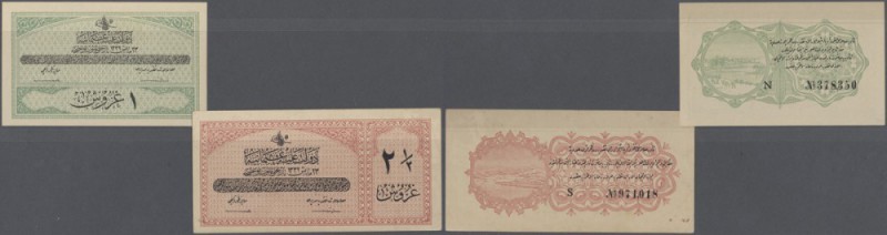 Turkey / Türkei
Set of 2 notes containing 1 Piastre 1916 P. 85 (UNC) and 2 1/2 ...