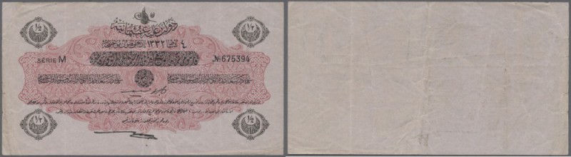 Turkey / Türkei
1/2 Livre 1917 P. 98, used with several vertical folds and crea...