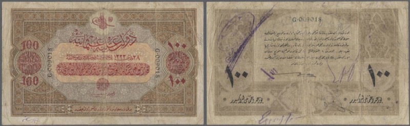 Turkey / Türkei
100 Livres 1917 P. 106, very rare issue and high denomination, ...
