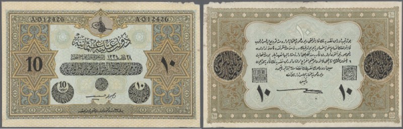 Turkey / Türkei
10 Livres 1918 P. 110b, never folded but unfortunately worn upp...