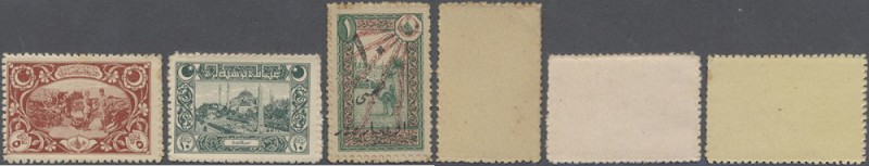 Turkey / Türkei
Set of 3 different stamp money notes containing 5 Para ND(1917)...