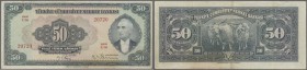 Turkey / Türkei
50 Lira ND(1947) P. 143a, slight folds in paper, no holes or tears, very light staining but strong paper and nice colors, condition: ...