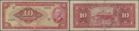Turkey / Türkei
10 Lira ND(1947) P. 147a, used with folds but no holes or tears, nice colors, condition: F.