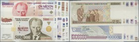 Turkey / Türkei
set of 10 notes containing all higher denominations of the early 1990s from P. 205-213 as well as the 10.000.000 Lira 1999 P. 214, al...