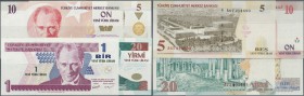 Turkey / Türkei
set of 4 notes containing 1, 5, 10 and 20 Lira 2005 P. 216-219, all in condition: UNC. (4 pcs)