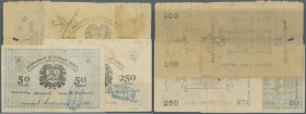 Turkmenistan
Merevskoe Treasury 25, 50, 100 and 250 Rubles 1919, P.NL with handstamp on Russia P.S1143 - S1146, all in used, or well worn condition w...