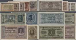 Ukraina / Ukraine
Zentralnotenbank Ukraine set with 1, 2 x 5, 10, 20, 50, 100, 200 and 500 Karbowanez 1942, P.49, 51-57 (Ro.591, 593-599) in F to XF+...