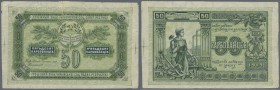 Ukraina / Ukraine
Ukrainian Soviet Republic 50 Karbovantsiv 1919 front and backside proof, P.S294a, front with slightly stained paper, some folds, tr...