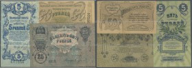 Ukraina / Ukraine
Elisabetgrad National Bank branch 1919/20, set with 24 Banknotes containing 4 x 5, 11 x 25 and 9 x 50 Rubles 1919/20, P.S324, S324A...