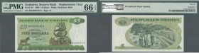 Zimbabwe
5 Dollar 1980 P. 2a replacement prefix ”BW”, PMG graded 66 Gem UNC EPQ.