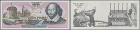 Testbanknoten
De La Rue Giori S.A. Switzerland 1 Pass Completa with Portrait of William Shakespeare, intaglio printed, lilac type in perfect UNC cond...