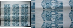 Testbanknoten
complete sheet of 18 uncut test notes printed intaglio by DE LA RUE on banknote paper without security features, uniface. The notes sho...