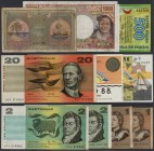 Australia / Australien
small lot with 10 Banknotes and advertising notes from Australia including 2 x 1, 2 x 2 and 20 Dollars 1970's - 1990's, 1000 F...