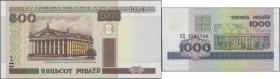 Belarus
1992/2000 (ca.), ex Pick 1-28, quantity lot with 1103 Banknotes in good to mixed quality, sorted and classified by Pick catalogue numbers, pl...