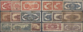 China
Set of 9 banknotes from ”The Bank of Bai Hai” containing 100 Yuan 1943 P. S3560 (F+), 100 Yuan 1944 P. S3572 (F-), 200 Yuan 1944 P. S3573b (VG+...