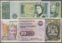 Great Britain / Großbritannien
set of 15 banknotes from the british authorities, including 20 Pounds Scotland Clydesdale Bank PLC, 10 Pounds 1974 Sco...