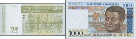 Madagascar
1994/2008 (ca.), ex Pick 75-NEW, quantity lot with 127 Banknotes in good to mixed quality, sorted and classified by Pick catalogue numbers...