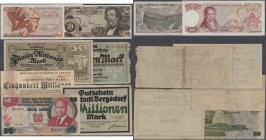 Alle Welt
collectors book with 120 Banknotes from all over the world, many German notes and some German Notgeld and Railways issues, some shares and ...