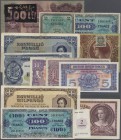 Alle Welt
Small collection with 13 Banknotes from Hungary, Great Britain, France and Russia, containing for example 2 x 100 Francs 1944 P.123c in F- ...