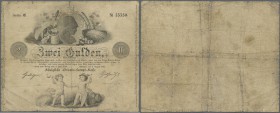 Deutschland - Altdeutsche Staaten
Württemberg: Königliche Staats-Haupt-Kasse, 2 Gulden, 1. August 1849, P.S841, starke Gebrauchsspuren mit Einrissen ...